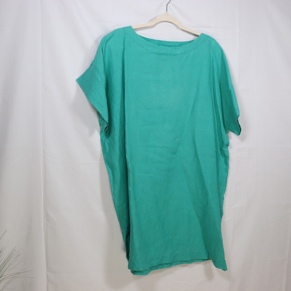 Seed Heritage Linen Shift Top OS Green Womens Lagenlook Tunic